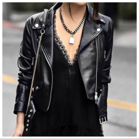 ✨LAST✨Faux Leather Zipper Moto Biker Jacket - Picture 2 of 8
